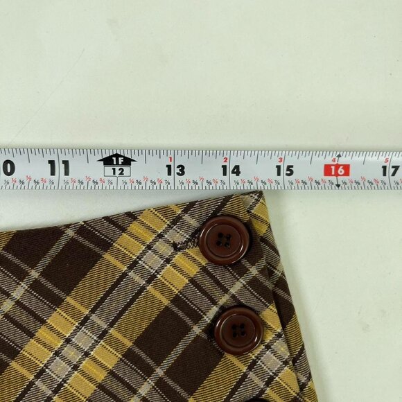 Plaid Brown Skirt with Button Detail - Picture 6 of 7
